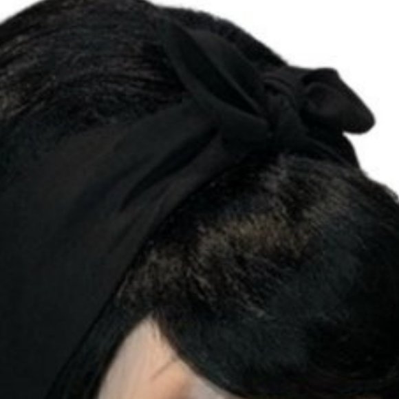 Solid Black Rockabilly Bandana Tie Headband - Picture 10 of 13